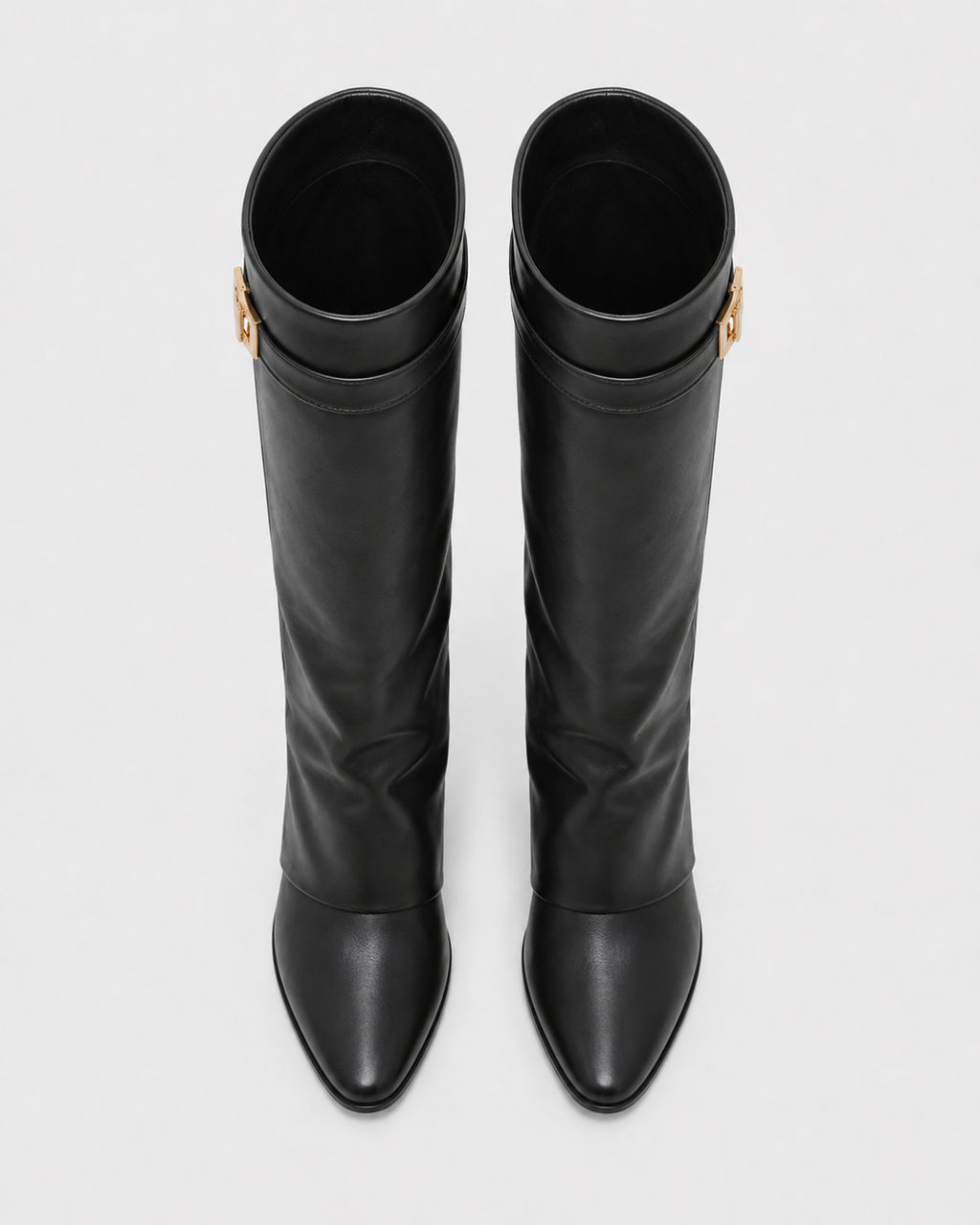 Women's Pointed Toe Knee High Boots with Buckle Strap