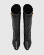Women's Pointed Toe Knee High Boots with Buckle Strap
