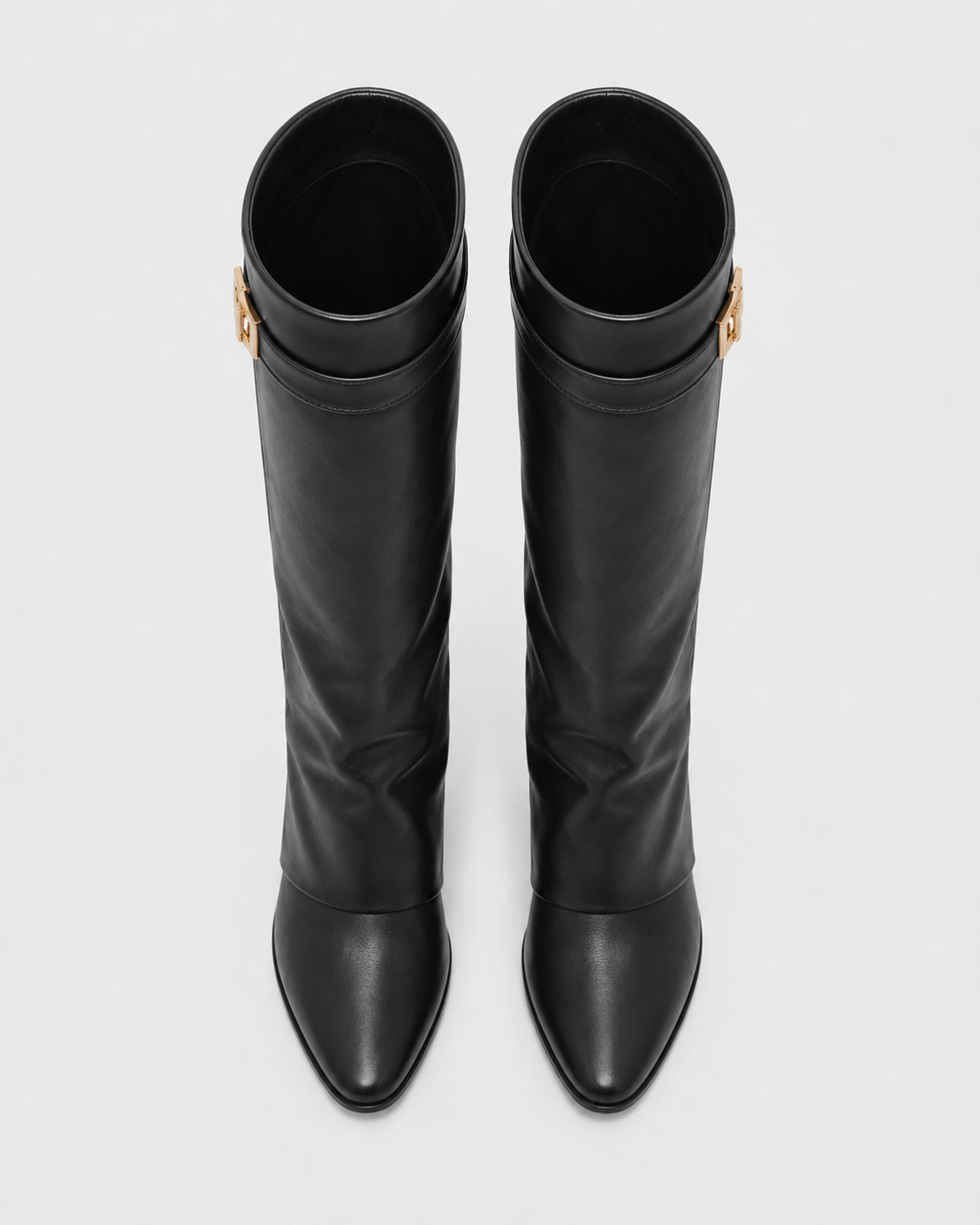 Women's Pointed Toe Knee High Boots with Buckle Strap