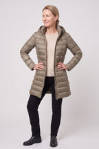 Women's Hooded Longline Puffer Jacket with Zip Front