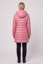 Women's Hooded Longline Puffer Jacket with Zip Front