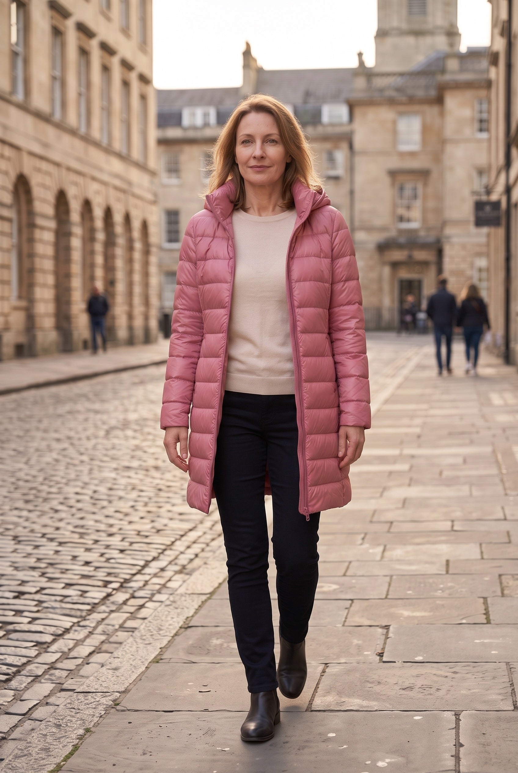 Women's Hooded Longline Puffer Jacket with Zip Front