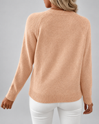 Women's Knit Jumper with Pearl Shoulder Buttons and Crew Neck