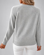 Women's Knit Jumper with Pearl Shoulder Buttons and Crew Neck