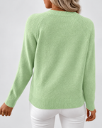 Women's Knit Jumper with Pearl Shoulder Buttons and Crew Neck