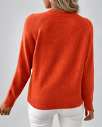Women's Knit Jumper with Pearl Shoulder Buttons and Crew Neck