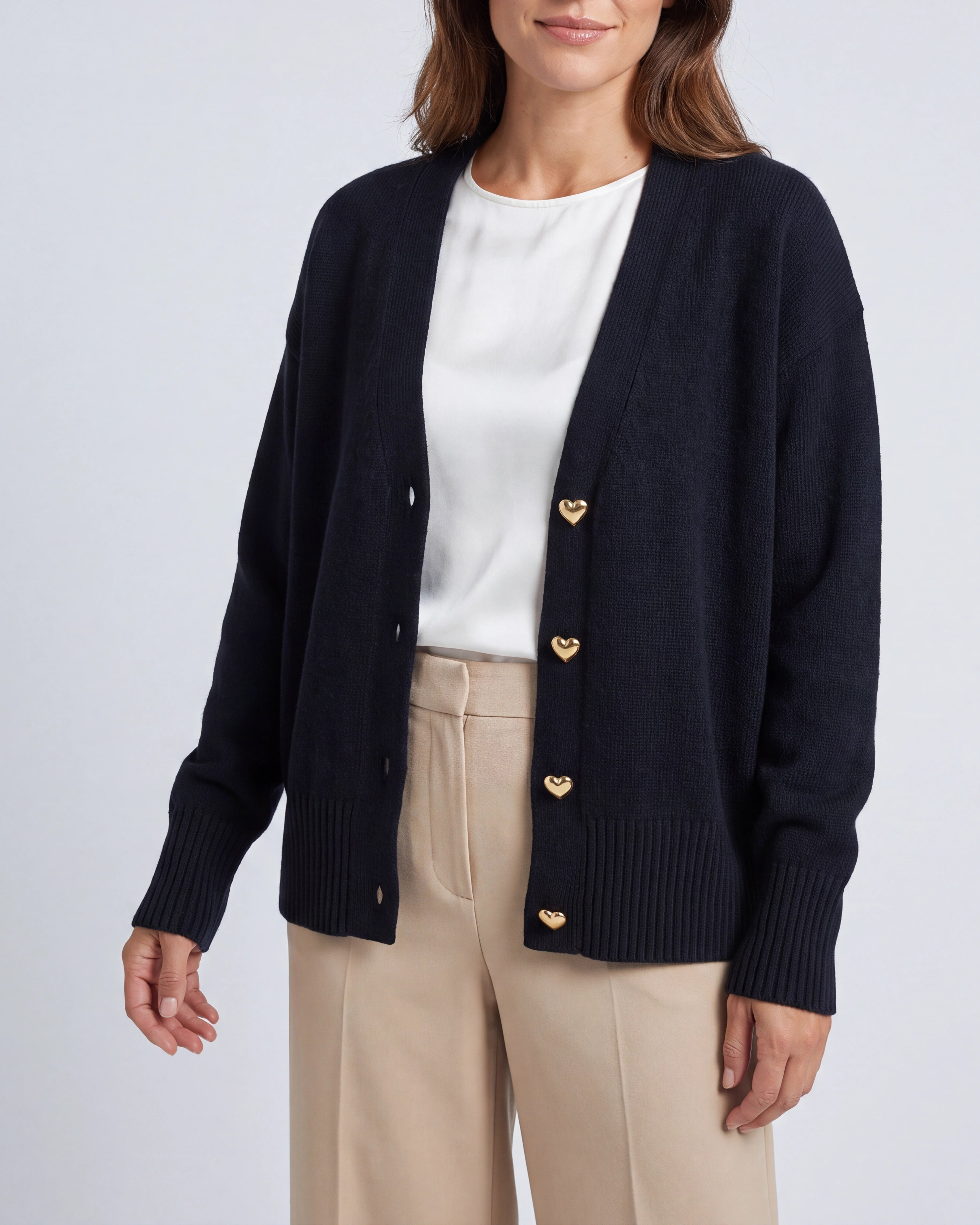 Women's Knit V Neck Button Up Cardigan