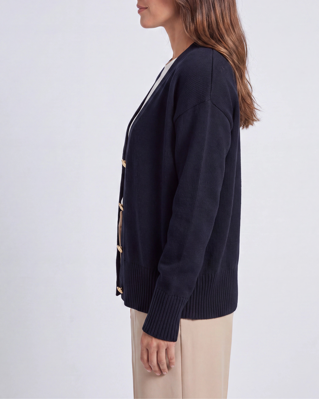 Women's Knit V Neck Button Up Cardigan