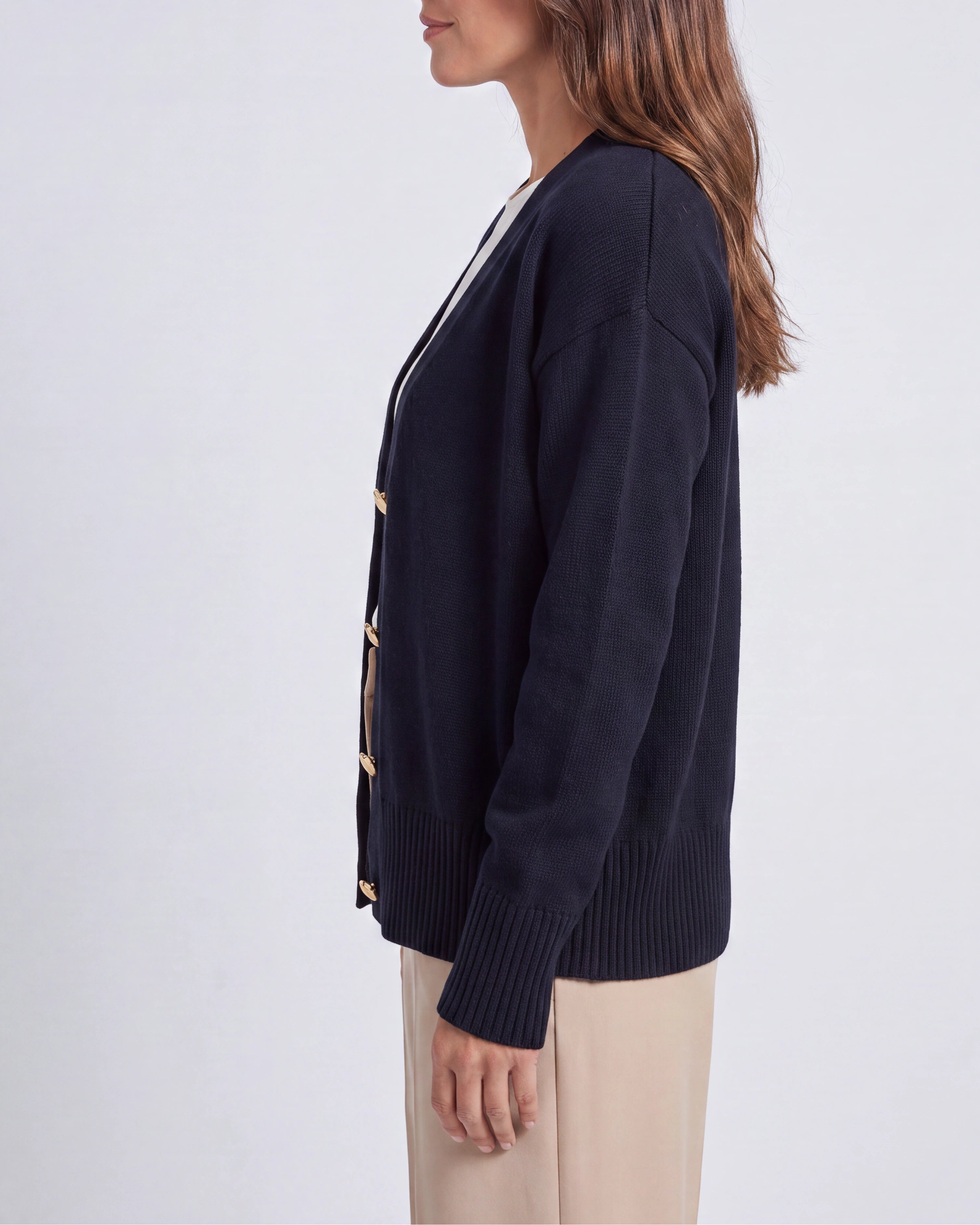 Women's Knit V Neck Button Up Cardigan