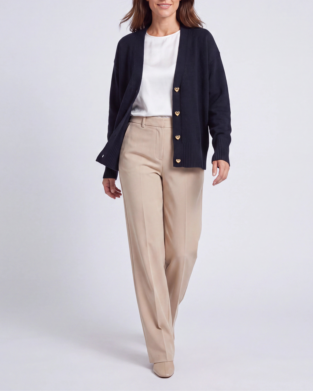 Women's Knit V Neck Button Up Cardigan