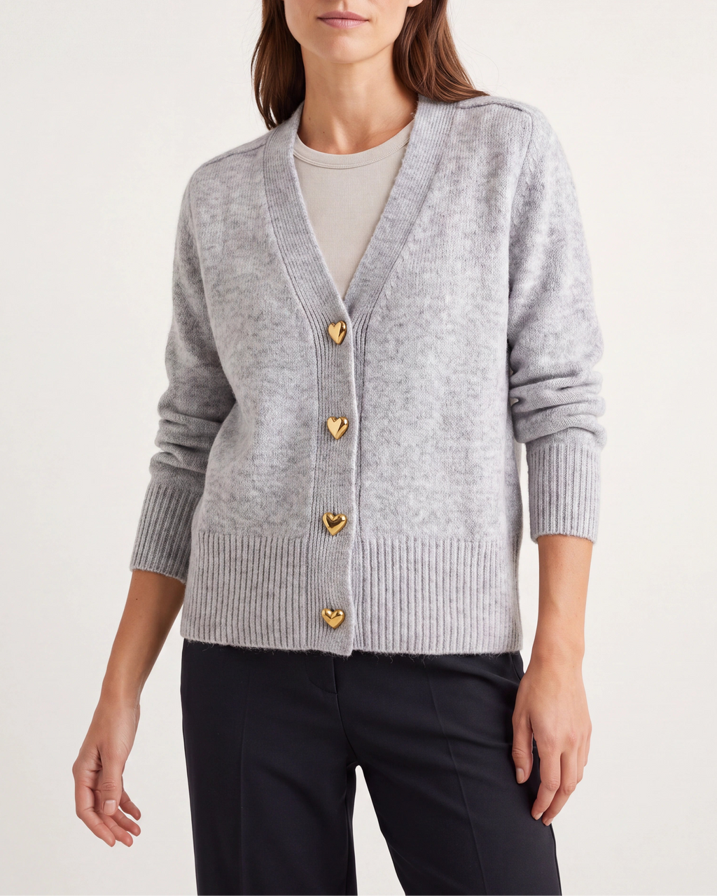 Women's Knit V Neck Button Up Cardigan