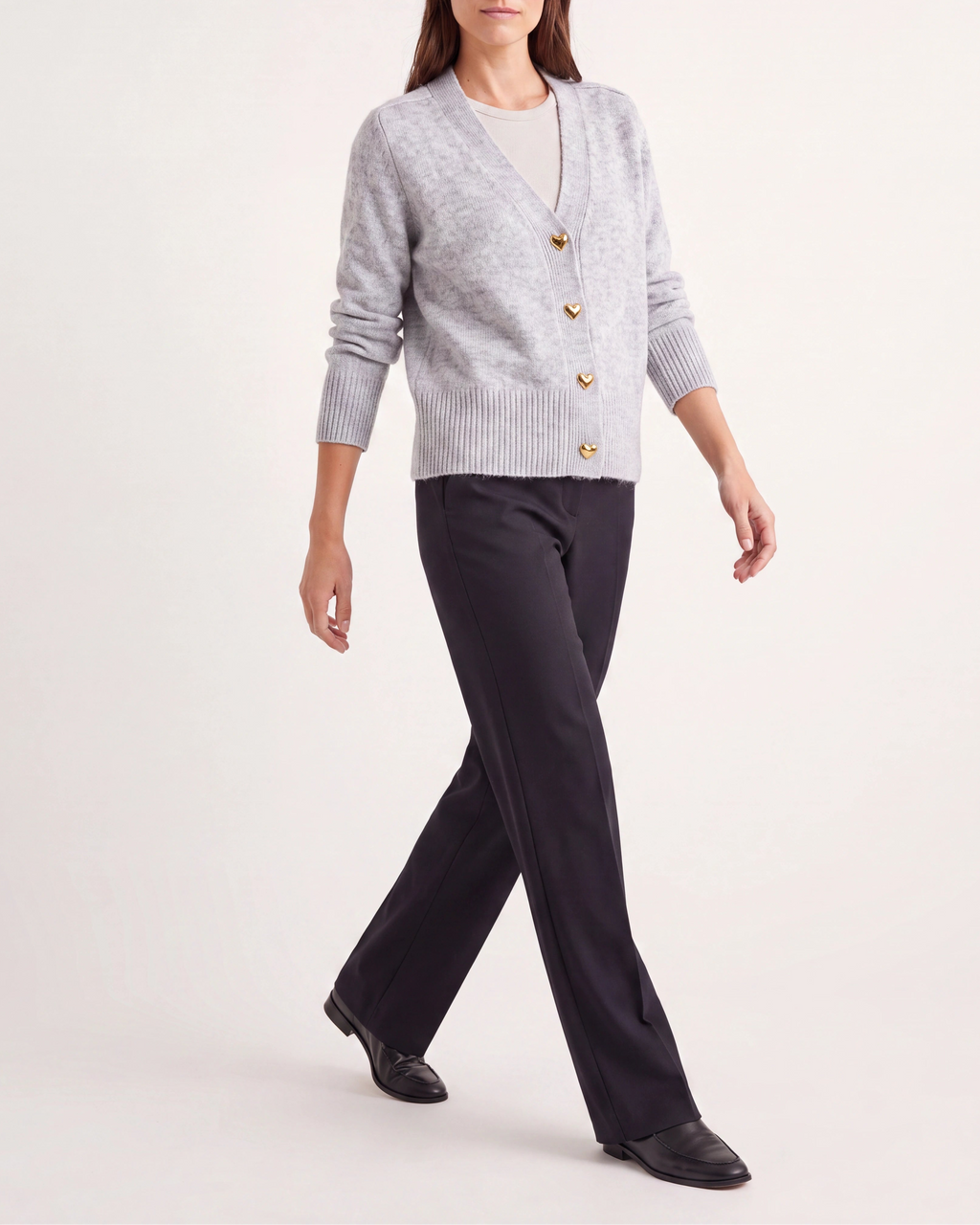 Women's Knit V Neck Button Up Cardigan