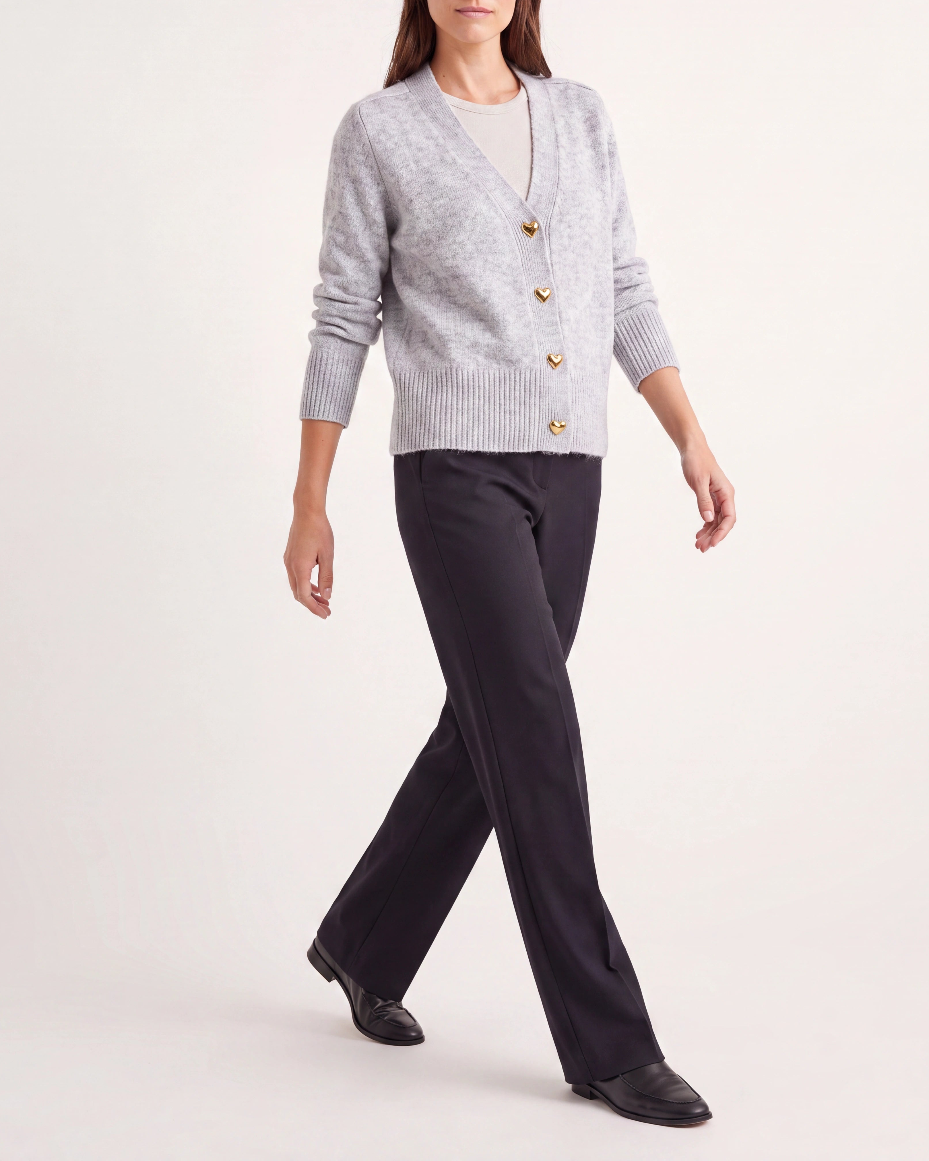 Women's Knit V Neck Button Up Cardigan
