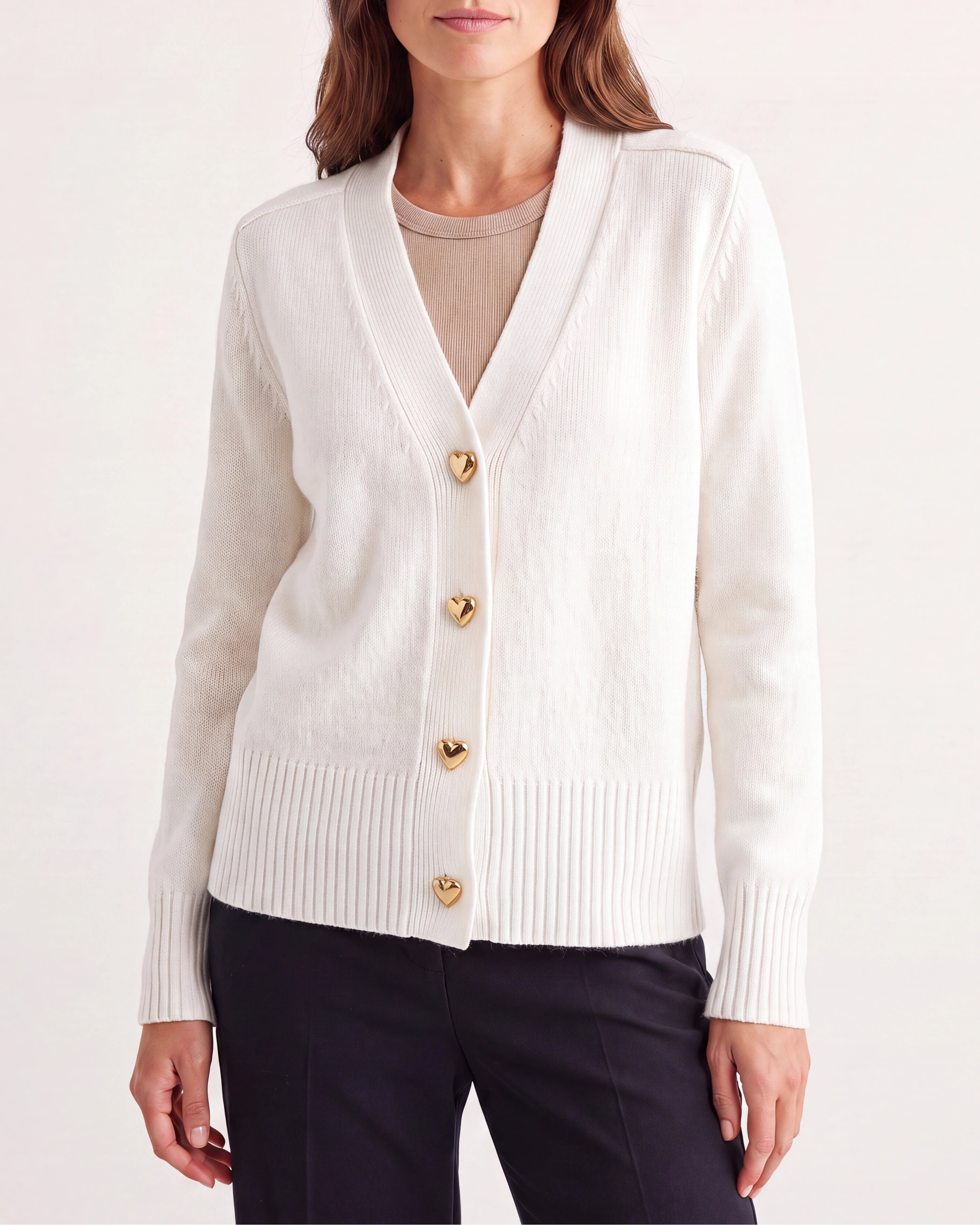 Women's Knit V Neck Button Up Cardigan