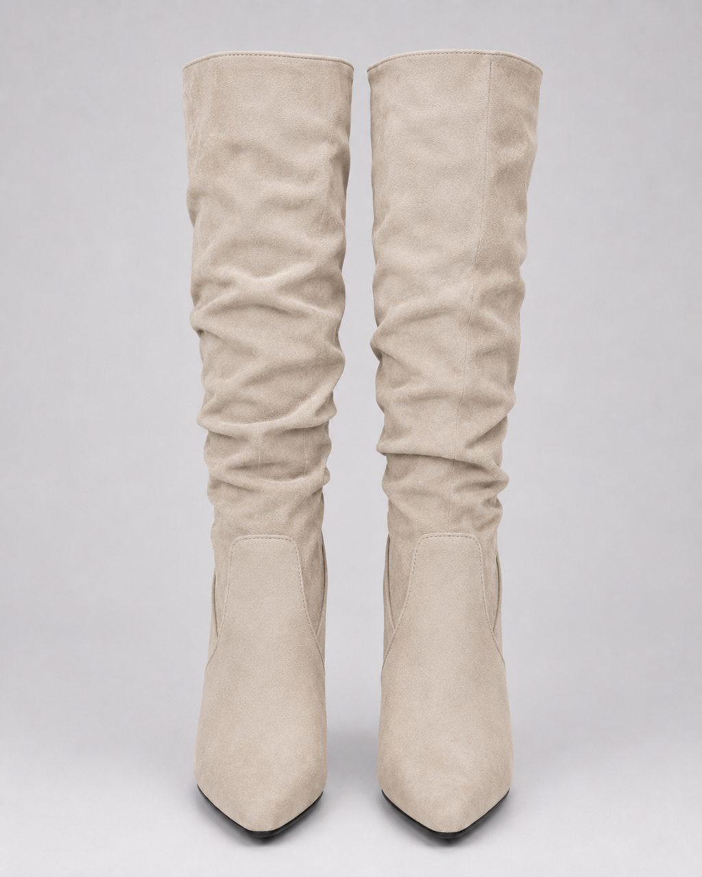Women's Slouch Knee High Boots with Pointed Toe and Block Heel