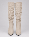 Women's Slouch Knee High Boots with Pointed Toe and Block Heel
