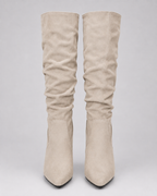 Women's Slouch Knee High Boots with Pointed Toe and Block Heel