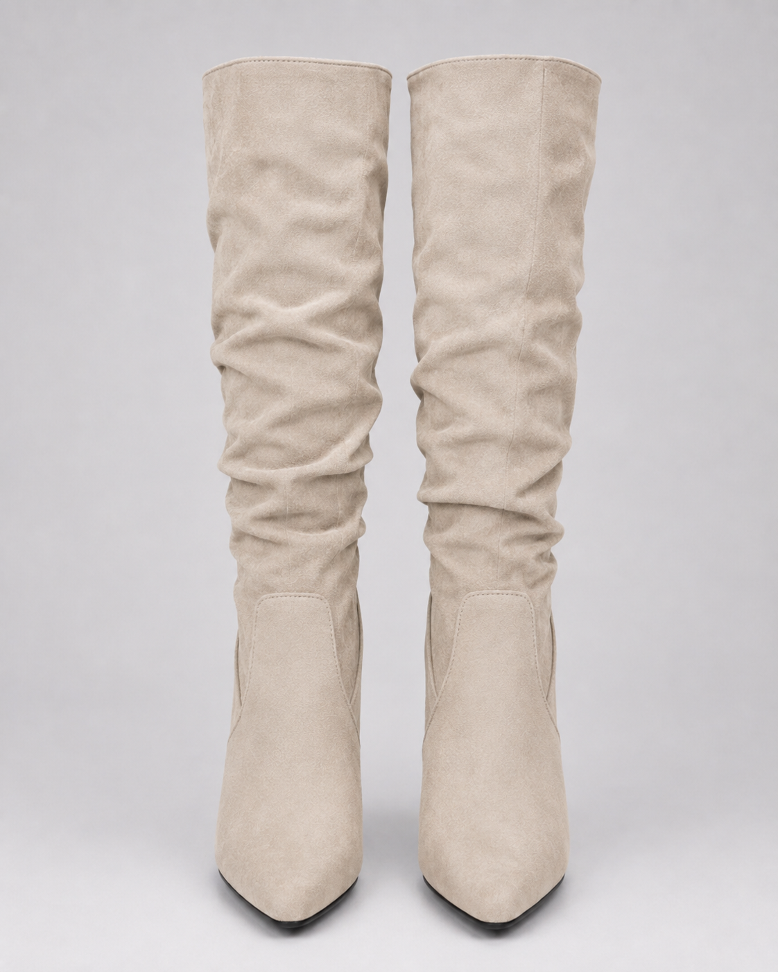 Women's Slouch Knee High Boots with Pointed Toe and Block Heel