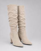 Women's Slouch Knee High Boots with Pointed Toe and Block Heel