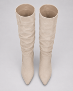 Women's Slouch Knee High Boots with Pointed Toe and Block Heel