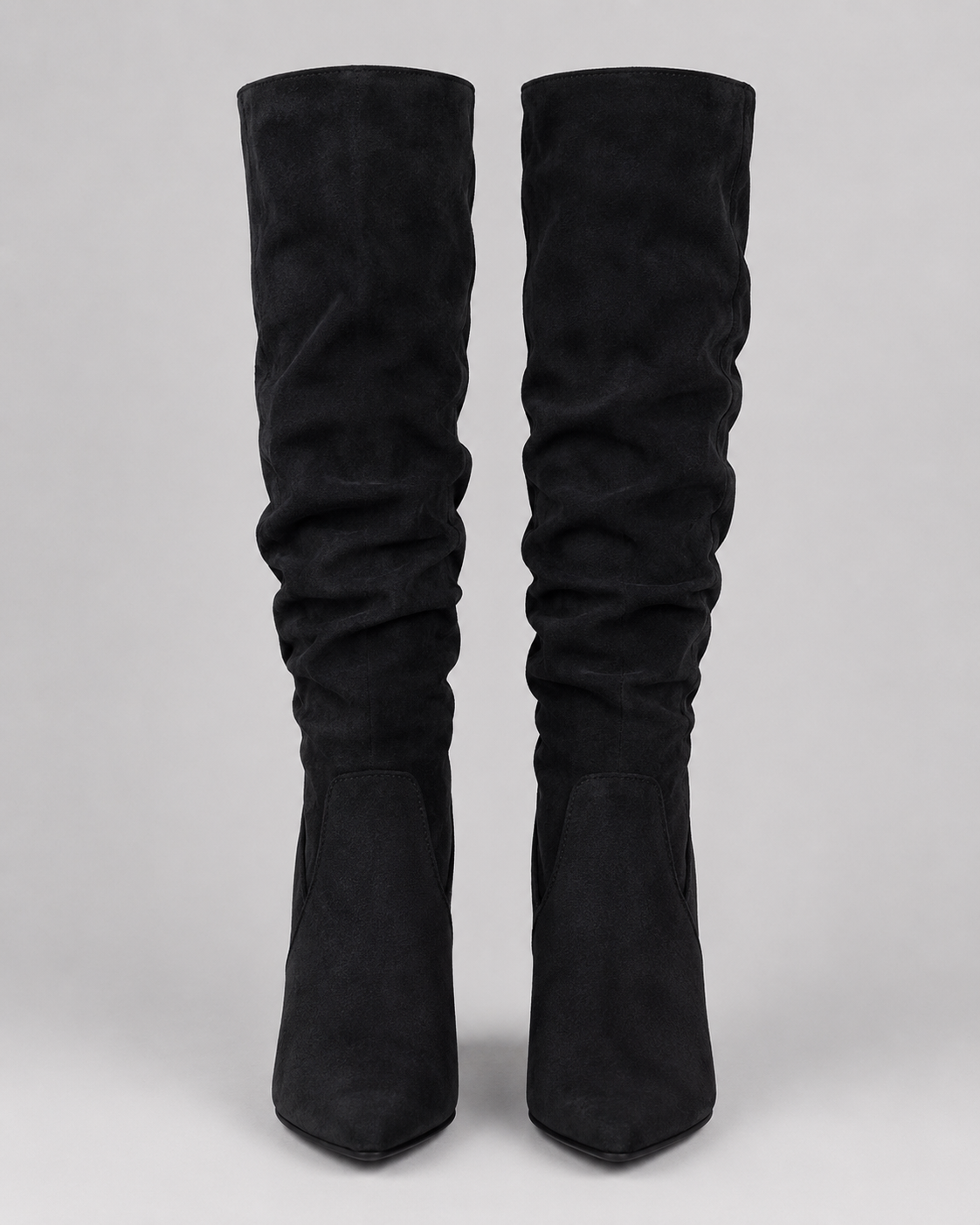 Women's Slouch Knee High Boots with Pointed Toe and Block Heel