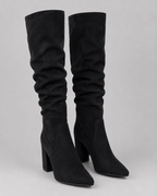 Women's Slouch Knee High Boots with Pointed Toe and Block Heel