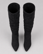 Women's Slouch Knee High Boots with Pointed Toe and Block Heel