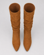 Women's Slouch Knee High Boots with Pointed Toe and Block Heel