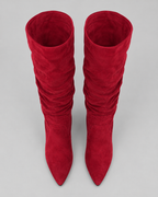 Women's Slouch Knee High Boots with Pointed Toe and Block Heel