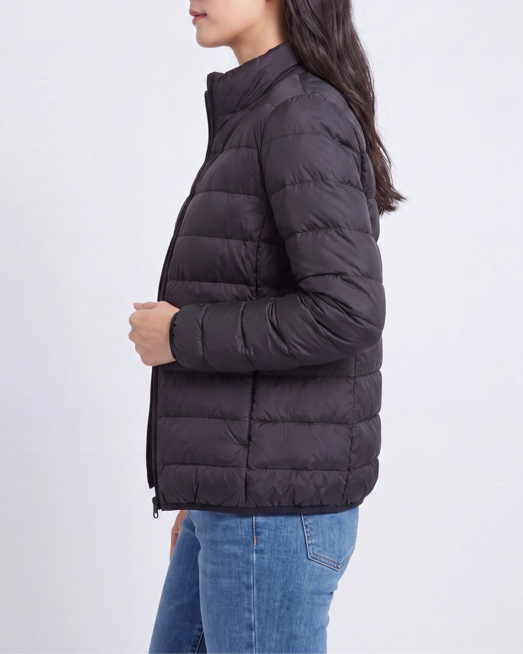 Women's Lightweight Quilted Stand Collar Zip Up Puffer Jacket