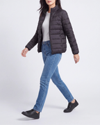 Women's Lightweight Quilted Stand Collar Zip Up Puffer Jacket