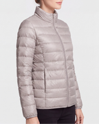 Women's Lightweight Quilted Stand Collar Zip Up Puffer Jacket