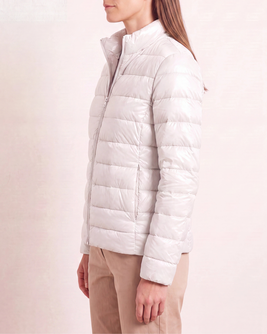 Women's Lightweight Quilted Stand Collar Zip Up Puffer Jacket