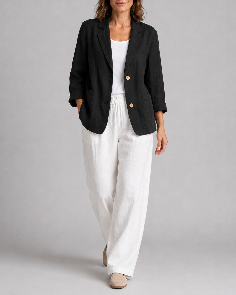 Women's Tailored Notch Lapel Button Up Blazer
