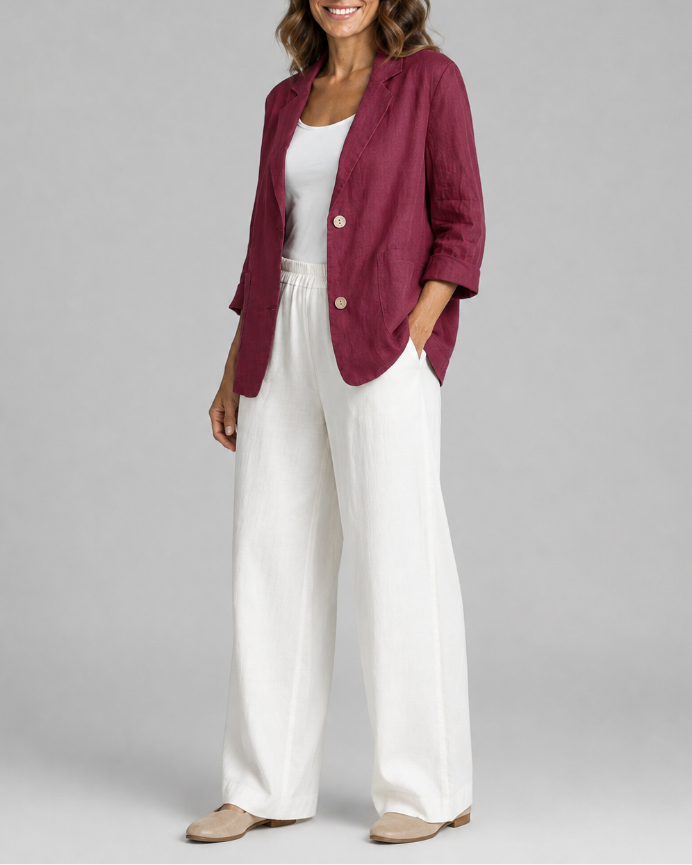 Women's Tailored Notch Lapel Button Up Blazer