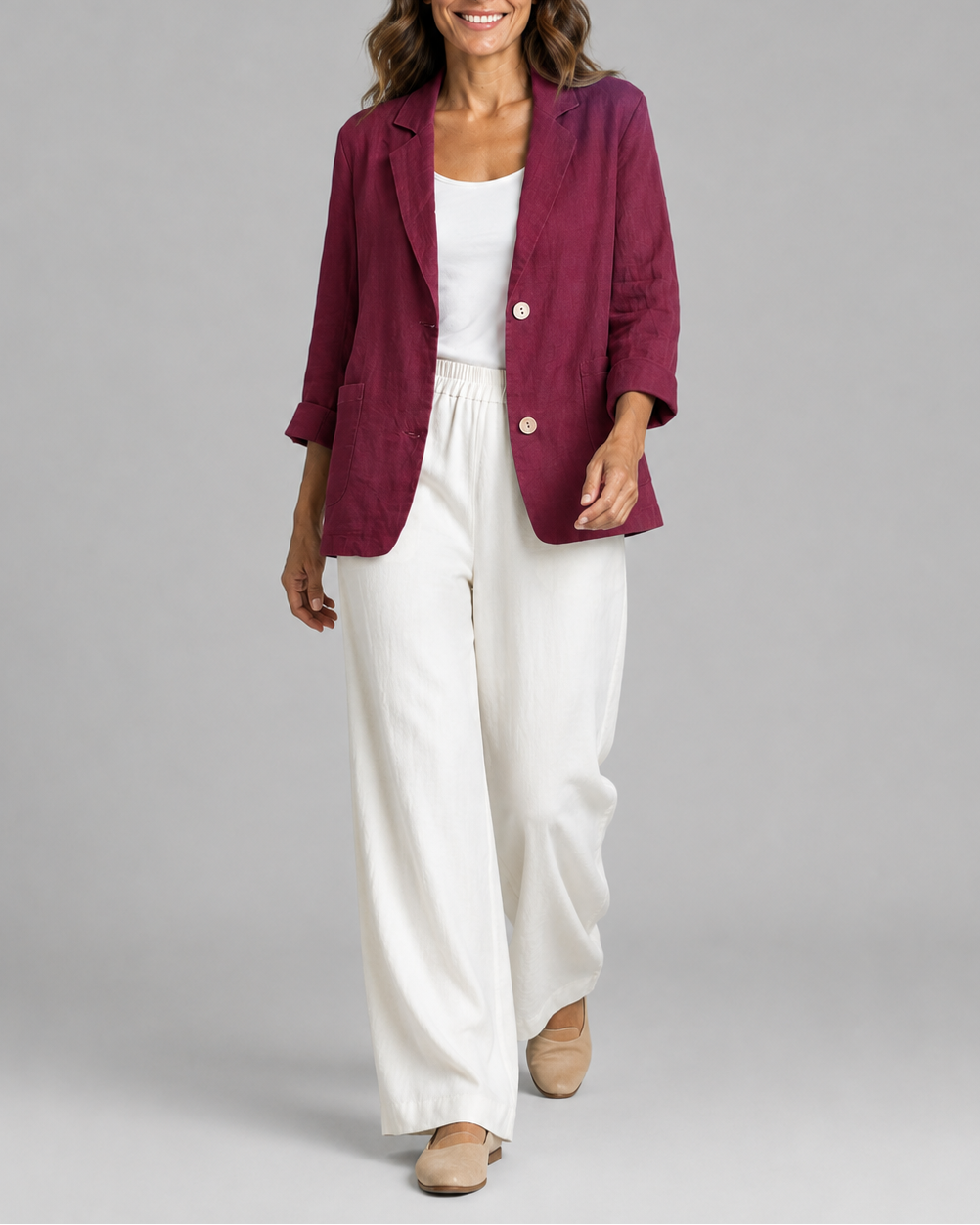 Women's Tailored Notch Lapel Button Up Blazer