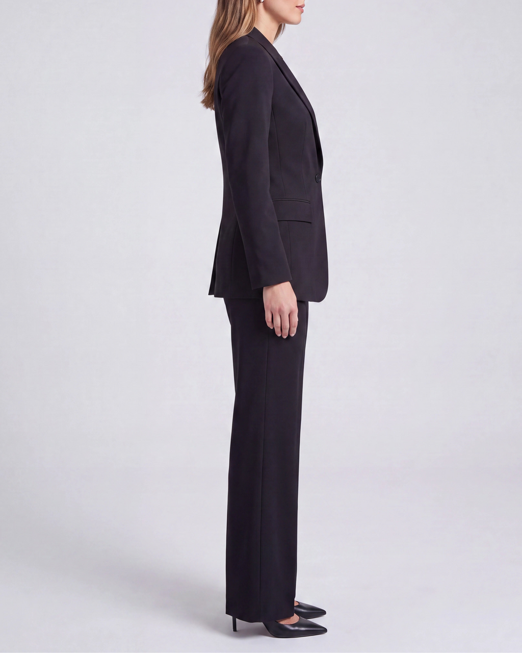 Women's Tailored Single Breasted Blazer and Wide Leg Trouser Suit Set