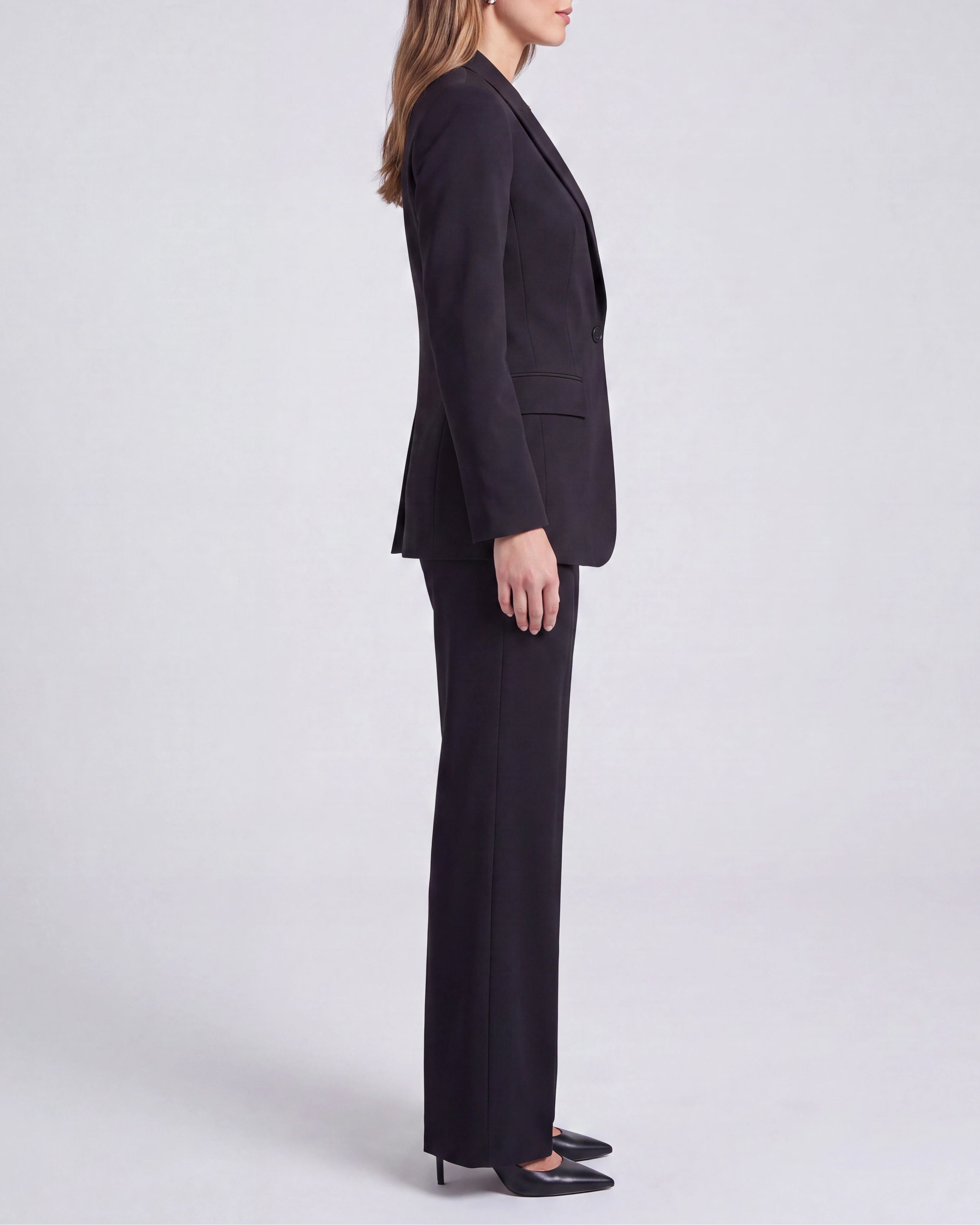 Women's Tailored Single Breasted Blazer and Wide Leg Trouser Suit Set