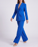 Women's Tailored Single Breasted Blazer and Wide Leg Trouser Suit Set