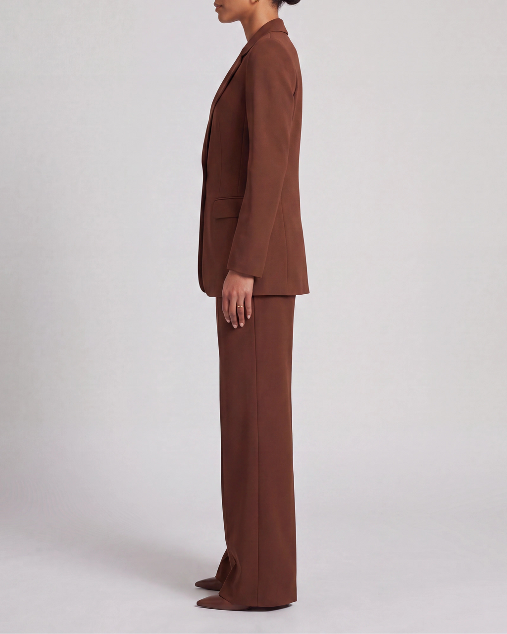 Women's Tailored Single Breasted Blazer and Wide Leg Trouser Suit Set