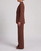 Women's Tailored Single Breasted Blazer and Wide Leg Trouser Suit Set
