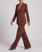 Women's Tailored Single Breasted Blazer and Wide Leg Trouser Suit Set