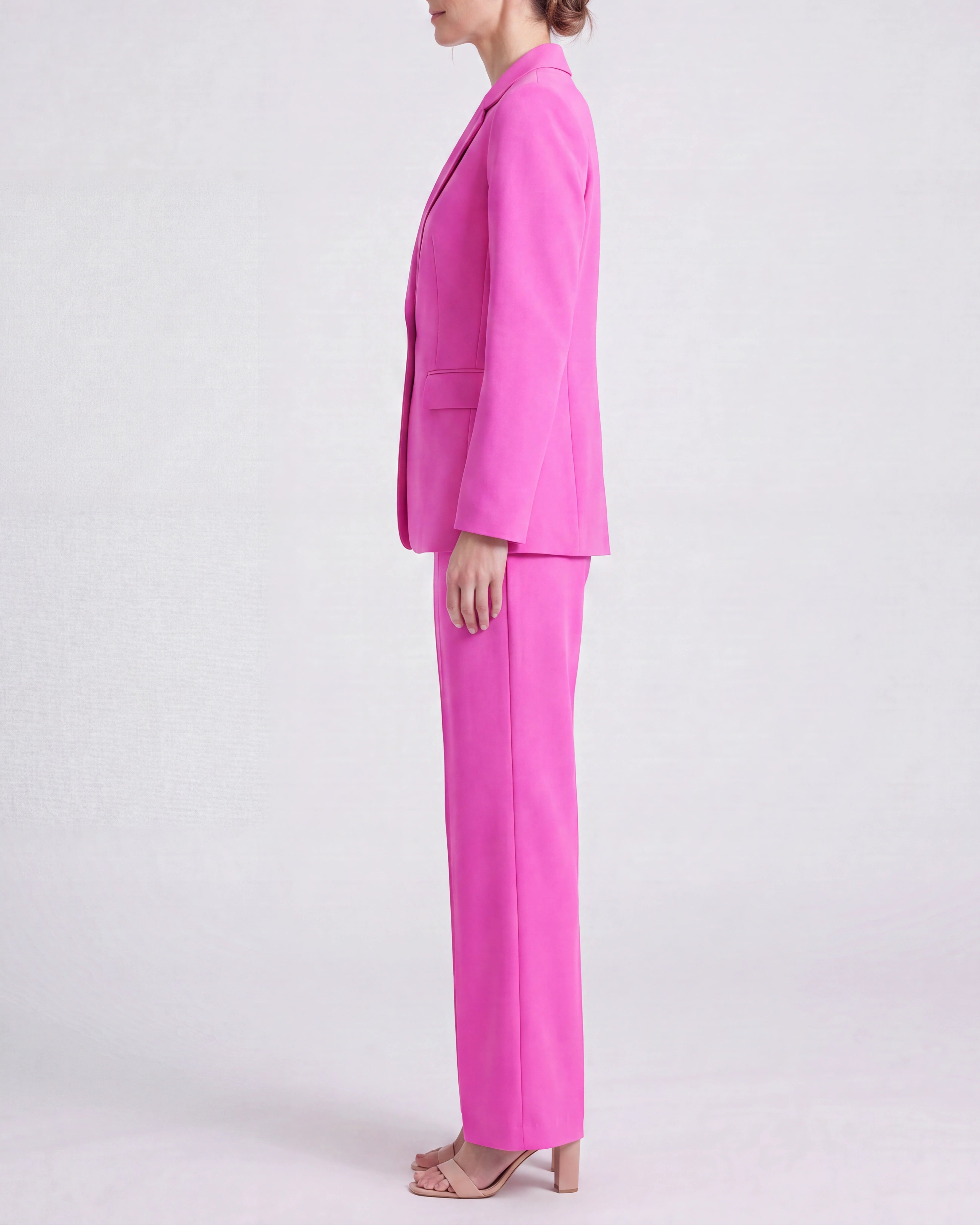 Women's Tailored Single Breasted Blazer and Wide Leg Trouser Suit Set