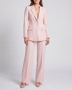 Women's Tailored Single Breasted Blazer and Wide Leg Trouser Suit Set