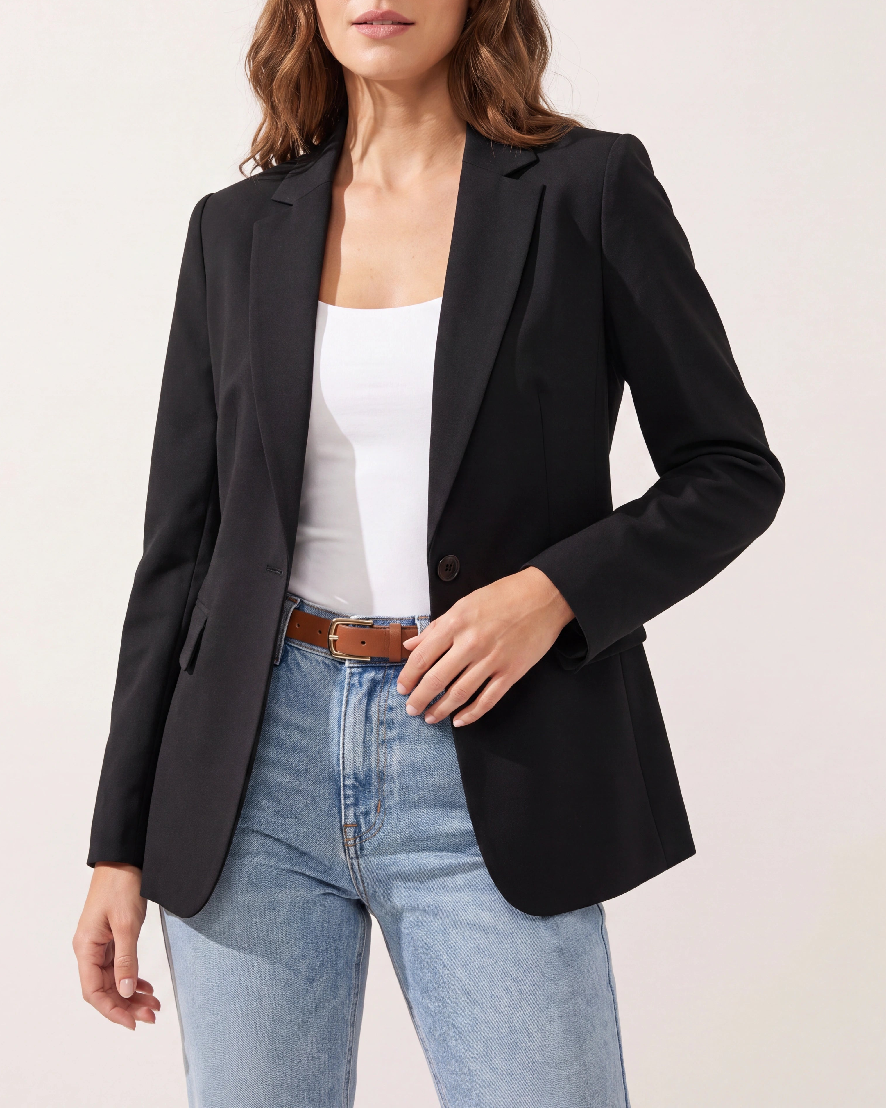 Women's Tailored Single Button Notch Lapel Workwear Blazer