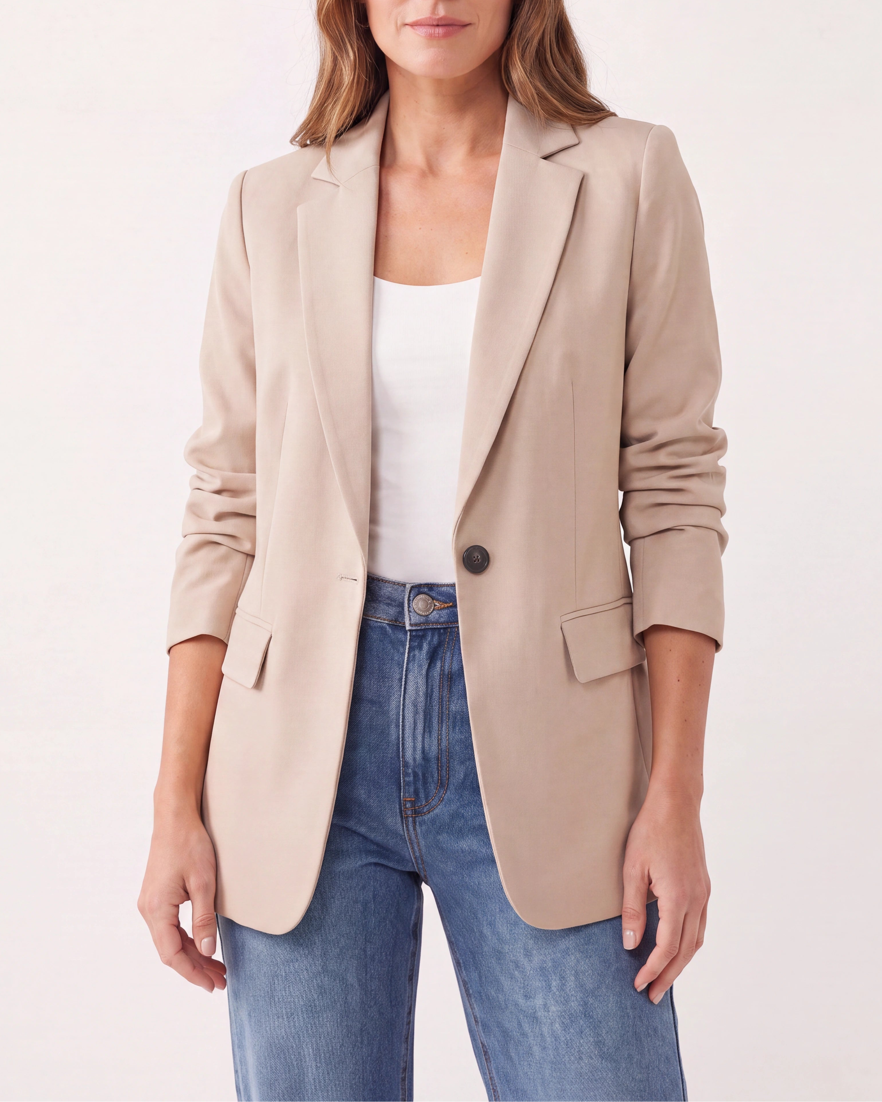 Women's Tailored Single Button Notch Lapel Workwear Blazer