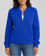Women's Textured Bomber Jacket with Zip Front and Pockets