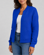 Women's Textured Bomber Jacket with Zip Front and Pockets