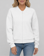 Women's Textured Bomber Jacket with Zip Front and Pockets