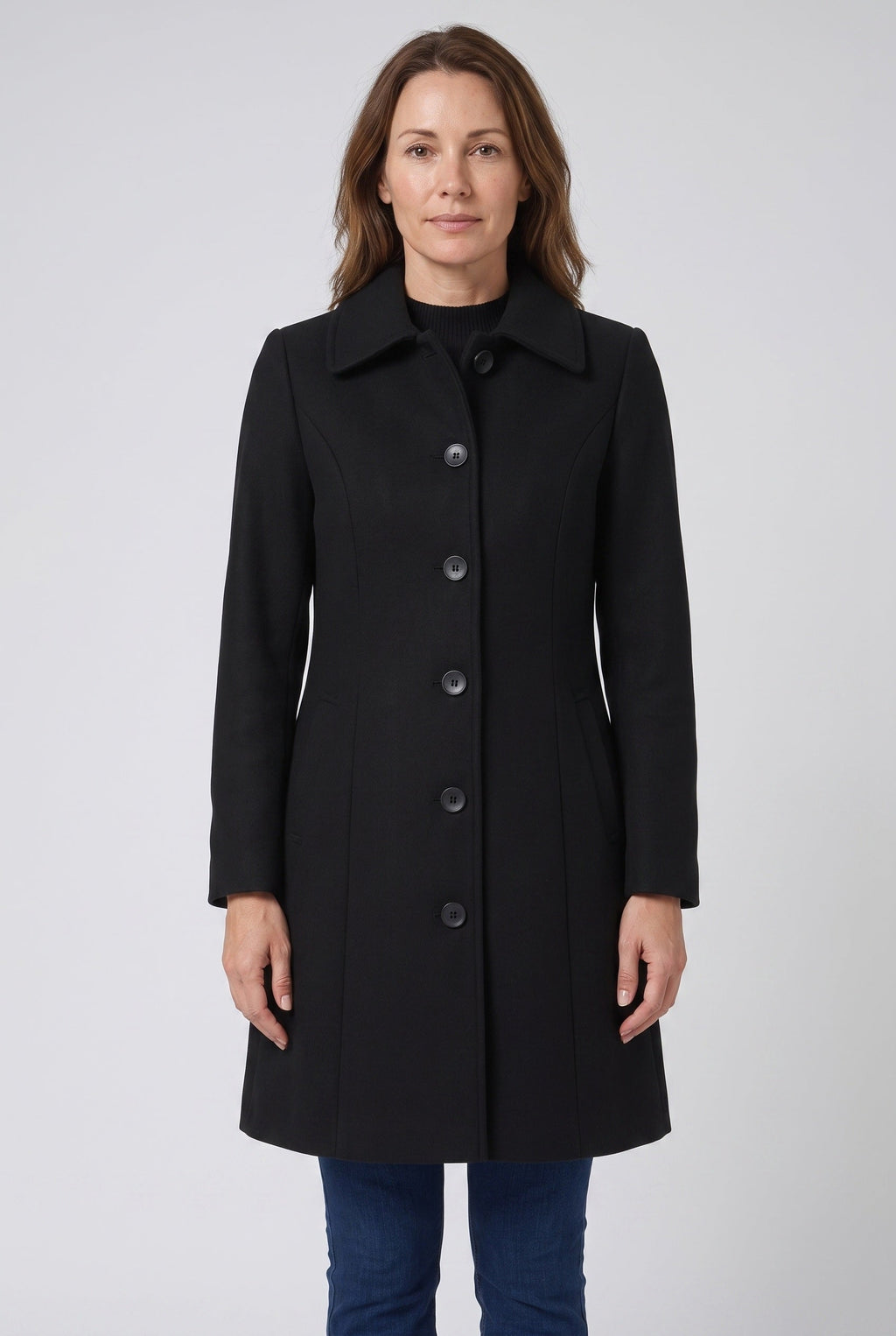 Women's Single Breasted Coat with Button Front and Collar